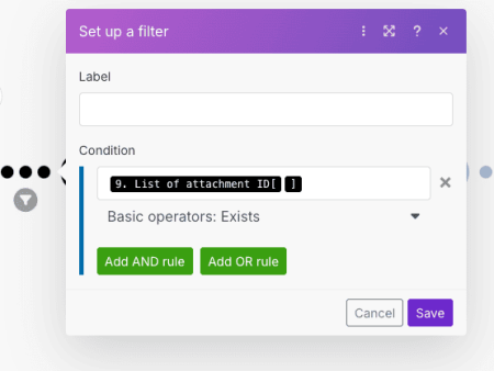 Filter Setup – Check if Qonto Transaction Includes an Invoice Attachment