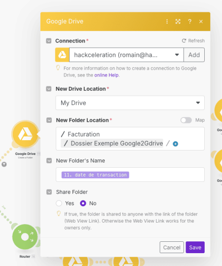 Create Date-Named Folder in Google Drive for Transaction