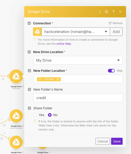 Create Credit Folder in Google Drive