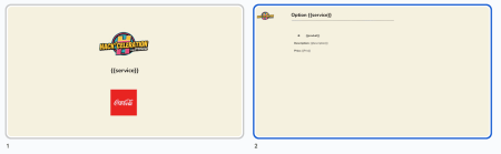 Screenshot of Google Slides template with custom variables and logo placeholder
