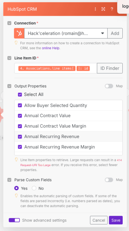 Make module fetching details of the HubSpot line item