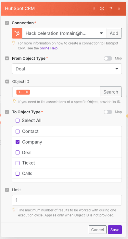 Make List Associations module for HubSpot company