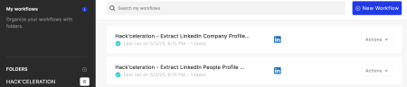 Screenshot Captain Data module ExtractLinkedInPeopleProfile configuré
